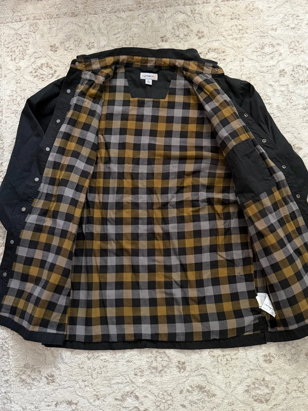 Carhartt Men's Ripstop Solid Shirt Jacket Black Flannel Lined